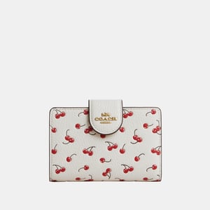 Medium Corner Zip Wallet With Cherry Print