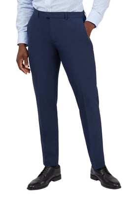 Flat Fronted Regular Suit Trousers in Navy