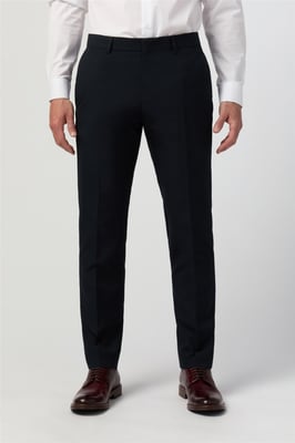 Flat Fronted Slim Fit Suit Trousers in Navy