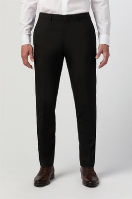Flat Fronted Slim Fit Suit Trousers in Black