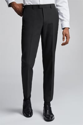 Flat Fronted Slim Fit Suit Trousers in Black