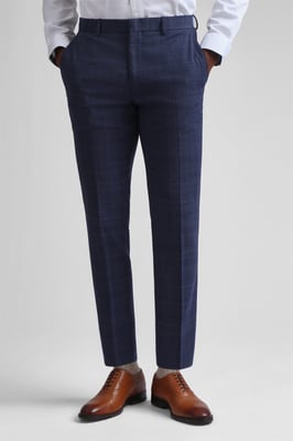 Slim Fit Suit Trousers in Dark Blue