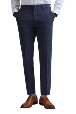 Slim Fit Suit Trousers in Dark Blue