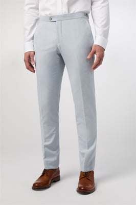 Flat Fronted Tailored Suit Trousers in Pale Blue
