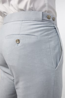 Flat Fronted Tailored Suit Trousers in Pale Blue