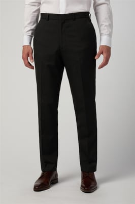 Flat Fronted Regular Suit Trousers in Black