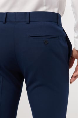 Flat Fronted Slim Fit Suit Trousers in Navy