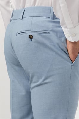 Flat Fronted Slim Fit Suit Trousers in Light Blue