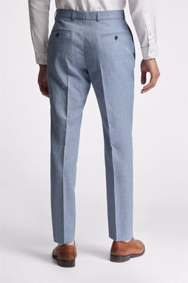 Flat Fronted Slim Fit Suit Trousers in Light Blue
