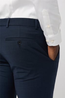 Flat Fronted Tailored Suit Trousers in Navy