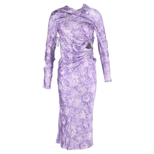 Ganni Versierd Geplooid Cut-out Satijnen Midi-jurk In Paarse Viscose