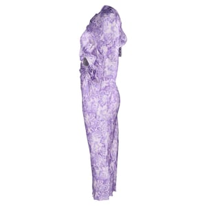 Ganni Versierd Geplooid Cut-out Satijnen Midi-jurk In Paarse Viscose