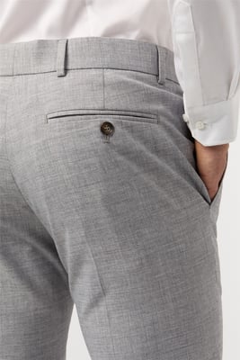 Flat Fronted Slim Fit Suit Trousers in Silver