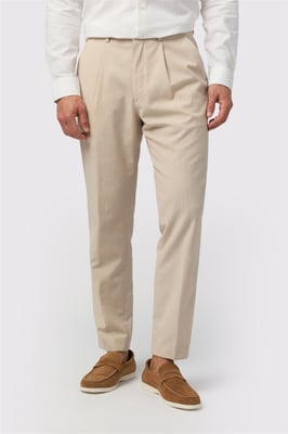 Flat Fronted Casual Trousers in Ecru