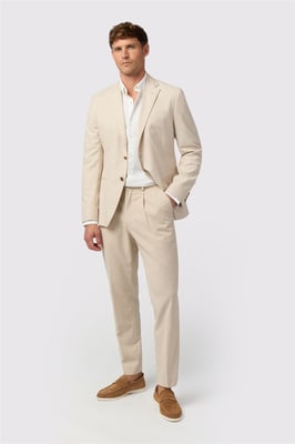 Flat Fronted Casual Trousers in Ecru