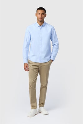 Flat Fronted Casual Trousers in Stone