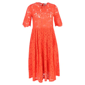 Ganni Midi-jurk met Kantdetails in Rood Polyester