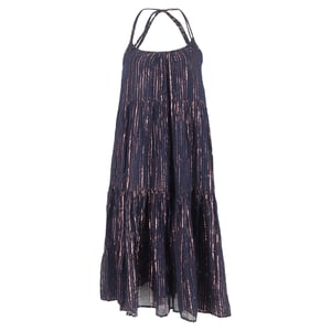 Ulla Johnson Samara Knielang Jurk in Marineblauwe Lurex