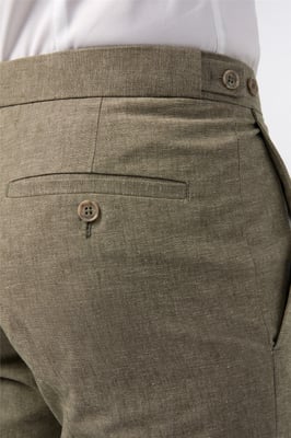 Flat Fronted Tailored Suit Trousers in Khaki