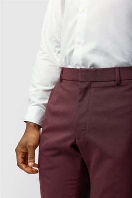 Flat Fronted Slim Fit Suit Trousers in Wine
