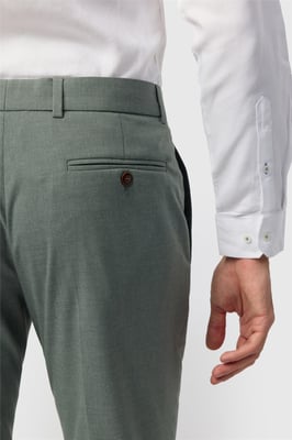 Flat Fronted Slim Fit Suit Trousers in Pale Green