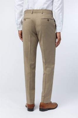 Flat Fronted Slim Fit Suit Trousers in Stone