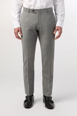Flat Fronted Tailored Suit Trousers in Grey