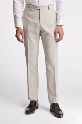 Flat Fronted Slim Fit Suit Trousers in Light Grey
