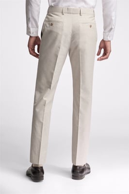 Flat Fronted Slim Fit Suit Trousers in Light Grey