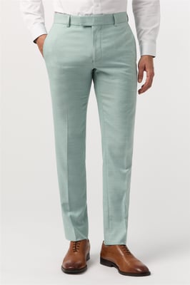 Flat Fronted Slim Fit Suit Trousers in Mint