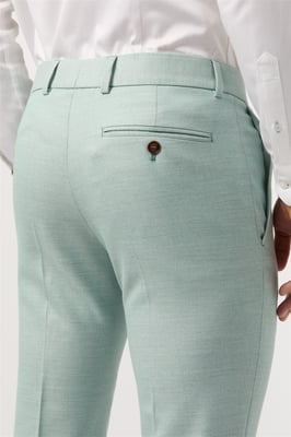 Flat Fronted Slim Fit Suit Trousers in Mint
