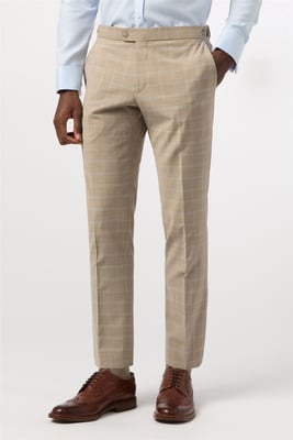 Flat Fronted Tailored Suit Trousers in Nude