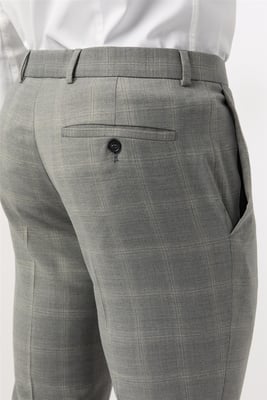 Flat Fronted Tailored Suit Trousers in Grey