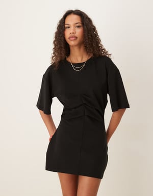 ASOS DESIGN twist front t-shirt mini klänning i svart