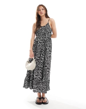 Vero Moda Easy cami ankelklänning i svart blommönster