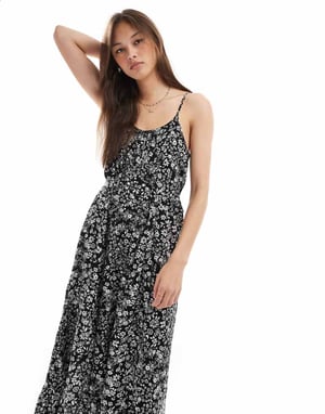 Vero Moda Easy cami ankelklänning i svart blommönster
