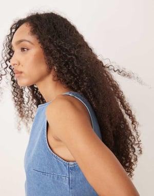 ASOS DESIGN denim skift mini klänning i mellanblått