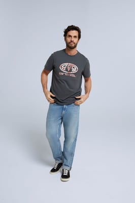 'Jacob' Men's Cotton T-Shirt Comfy Beach Summer Casual Tee Charcoal