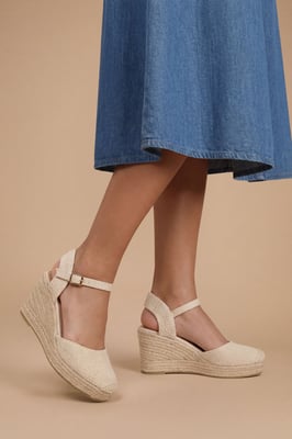 Emmy Textile Closed Toe Espadrille Wedge Sandals
