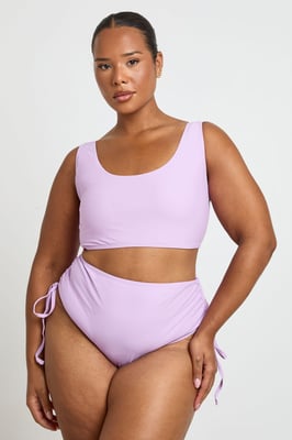 Plus Tummy Control Ruched High Waist Bikini Bottom