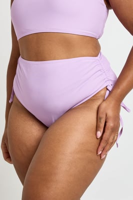 Plus Tummy Control Ruched High Waist Bikini Bottom