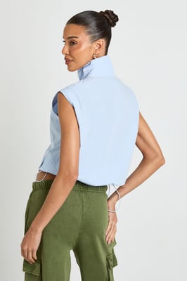 Funnel Neck Sleeveless Zip Through Top