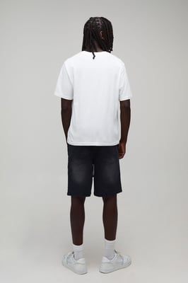Extended Drawcord Stretch Denim Shorts