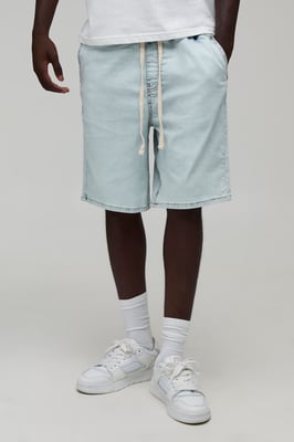Extended Drawcord Stretch Denim Shorts