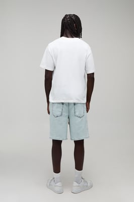 Extended Drawcord Stretch Denim Shorts