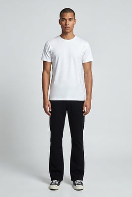 Slim Flare Half & Half Waistband Washed Twill Trousers