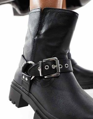ALDO Harlyy biker ankle boots in black leather