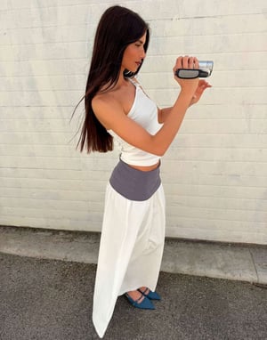Labelrail x Barbara Ines jersey waistband midaxi skirt in white and grey
