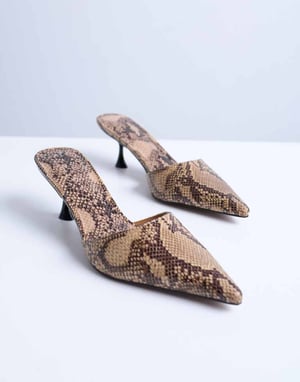 Topshop Dorota kitten heel pointed mule in snake