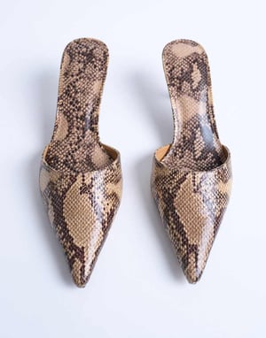 Topshop Dorota kitten heel pointed mule in snake